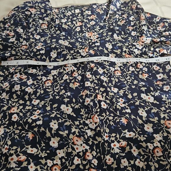 Floral Navy Blue Women's Top - Picture 2 of 16